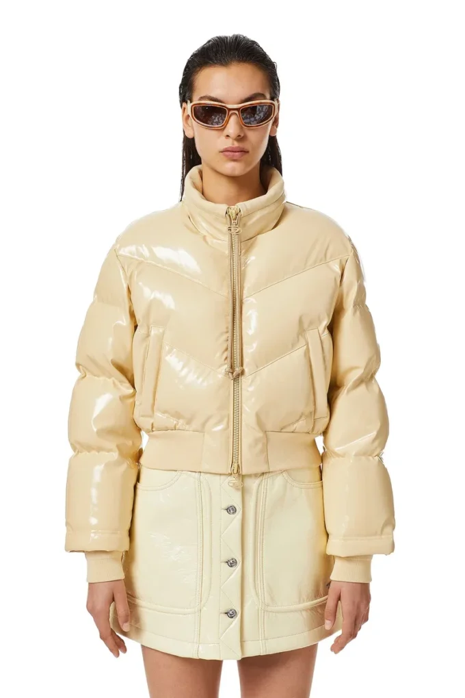 w-crema Quiltad bomberjacka i vinyl