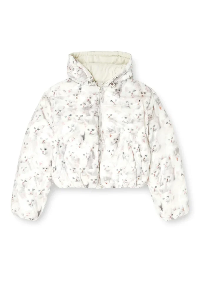w-inner-r1 Vadderad jacka med kattmotiv w-inner-r1 Vadderad jacka med kattmotiv