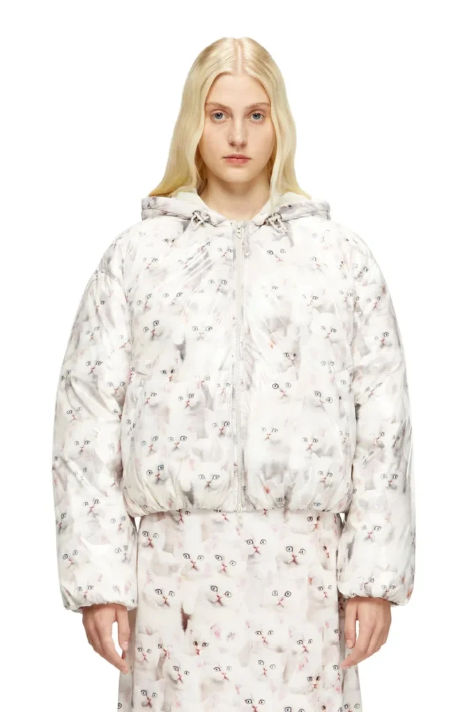 w-inner-r1 Vadderad jacka med kattmotiv w-inner-r1 Vadderad jacka med kattmotiv