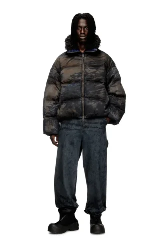 w-johns Pufferjacka i smutsig kamouflage-denim