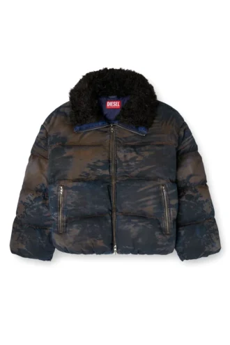 w-johns Pufferjacka i smutsig kamouflage-denim