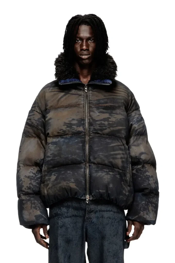 w-johns Pufferjacka i smutsig kamouflage-denim w-johns Pufferjacka i smutsig kamouflage-denim