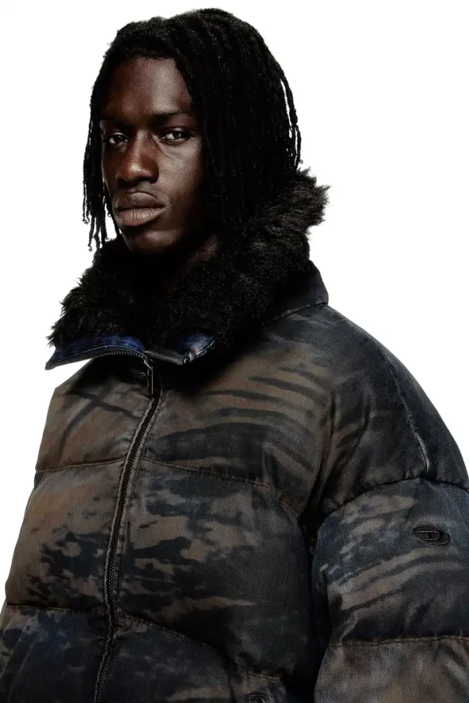 w-johns Pufferjacka i smutsig kamouflage-denim w-johns Pufferjacka i smutsig kamouflage-denim