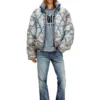w-kons Vadderad jacka i argyle-quiltad devoré-denim w-kons Vadderad jacka i argyle-quiltad devoré-denim