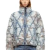 w-kons Vadderad jacka i argyle-quiltad devoré-denim w-kons Vadderad jacka i argyle-quiltad devoré-denim